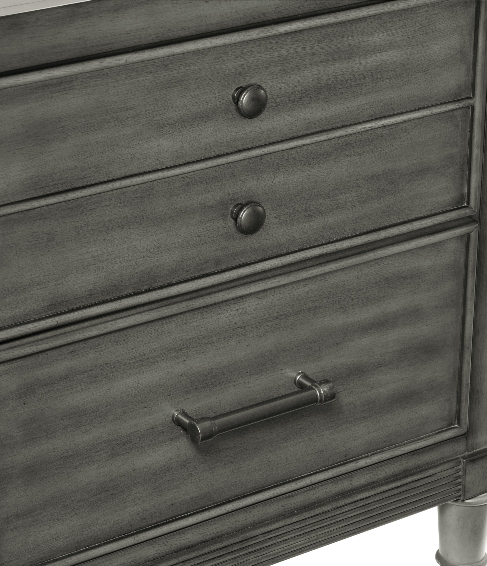 Gray Wood Nightstand with 2 Drawers - Bedroom Furniture