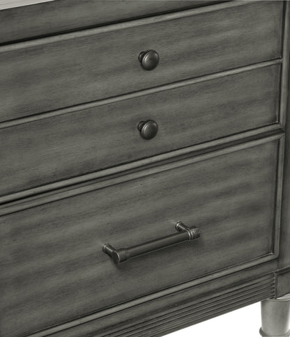 Gray Wood Nightstand with 2 Drawers - Bedroom Furniture