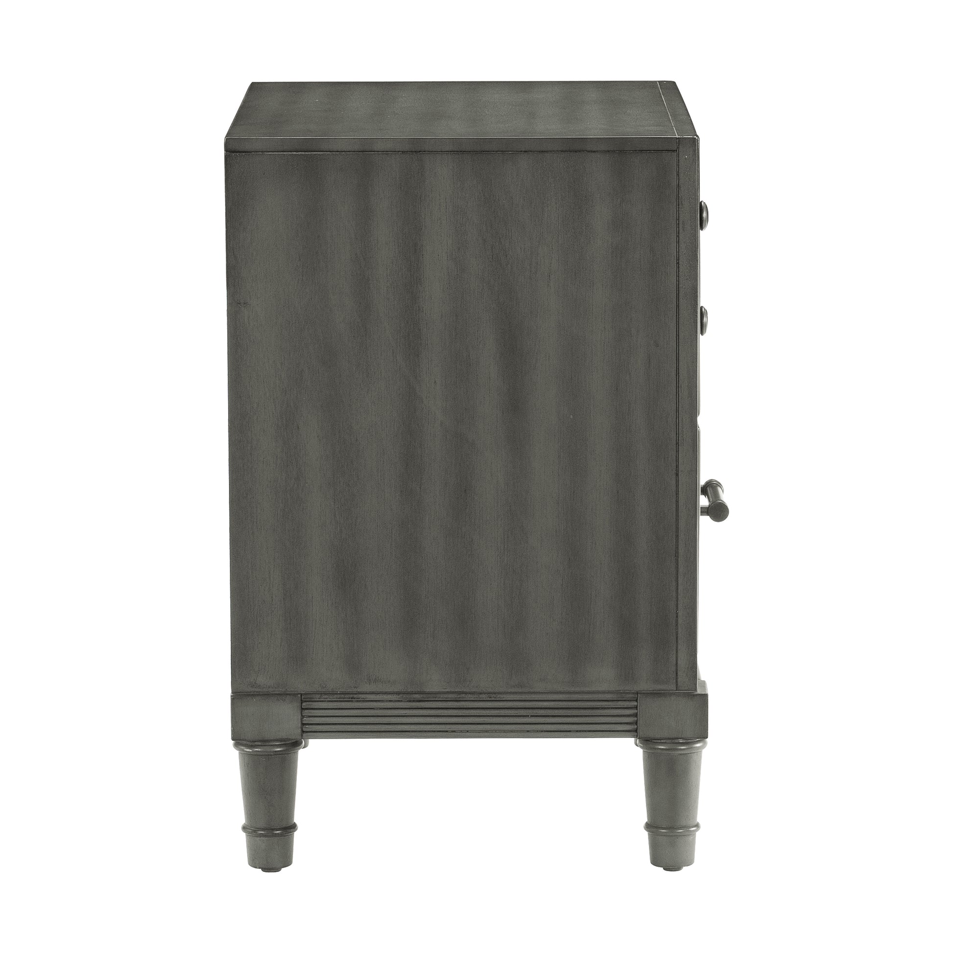 Gray Wood Nightstand with 2 Drawers - Bedroom Furniture