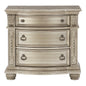 Silver Finish European Design 1pc Nightstand w Genuine Marble Top Traditional Bedroom Furniture