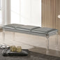 Antique Classic Silver 1pc Bench Only Contemporary Solid wood Acrylic Legs Crystal And Mirror Accent