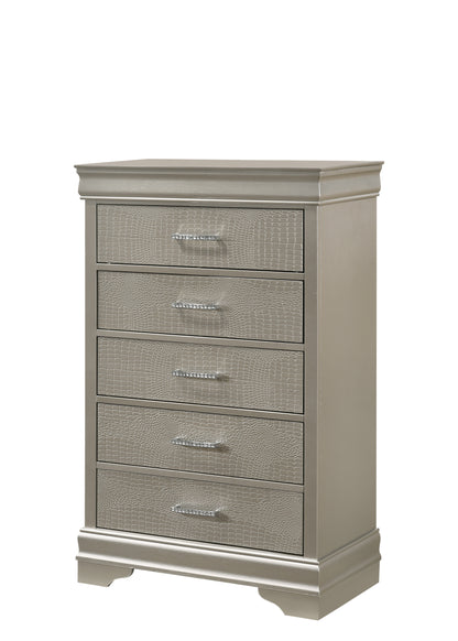Beige 5-Drawer Tall Chest Bedroom Furniture