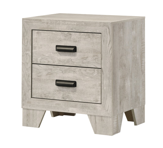 1pc Transitional 2-Drawer Nightstand with Metal Hardware Whitewashed Wood Finish Wooden Bedroom Furniture