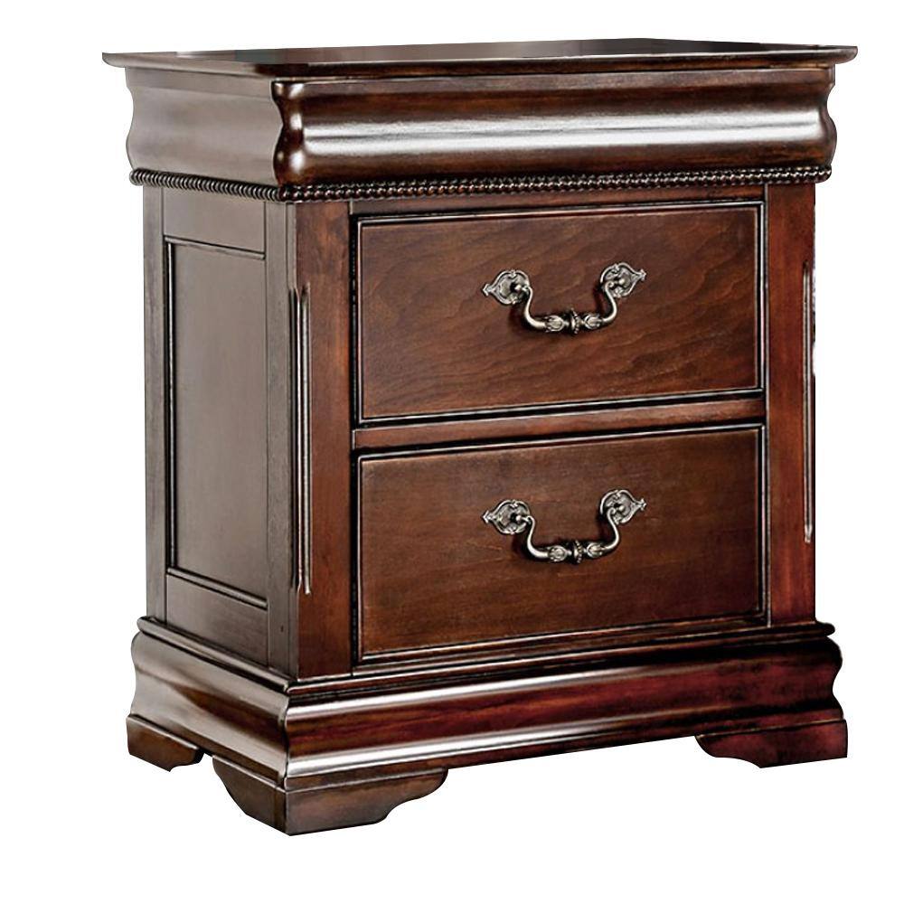 Cherry Solid Wood Bedside Cabinet Nightstand with 2 Drawers