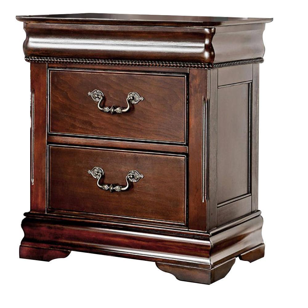 Cherry Solid Wood Bedside Cabinet Nightstand with 2 Drawers