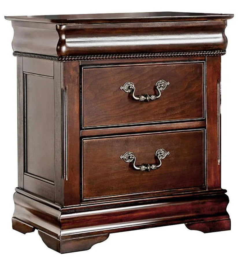 Cherry Solid Wood Bedside Cabinet Nightstand with 2 Drawers