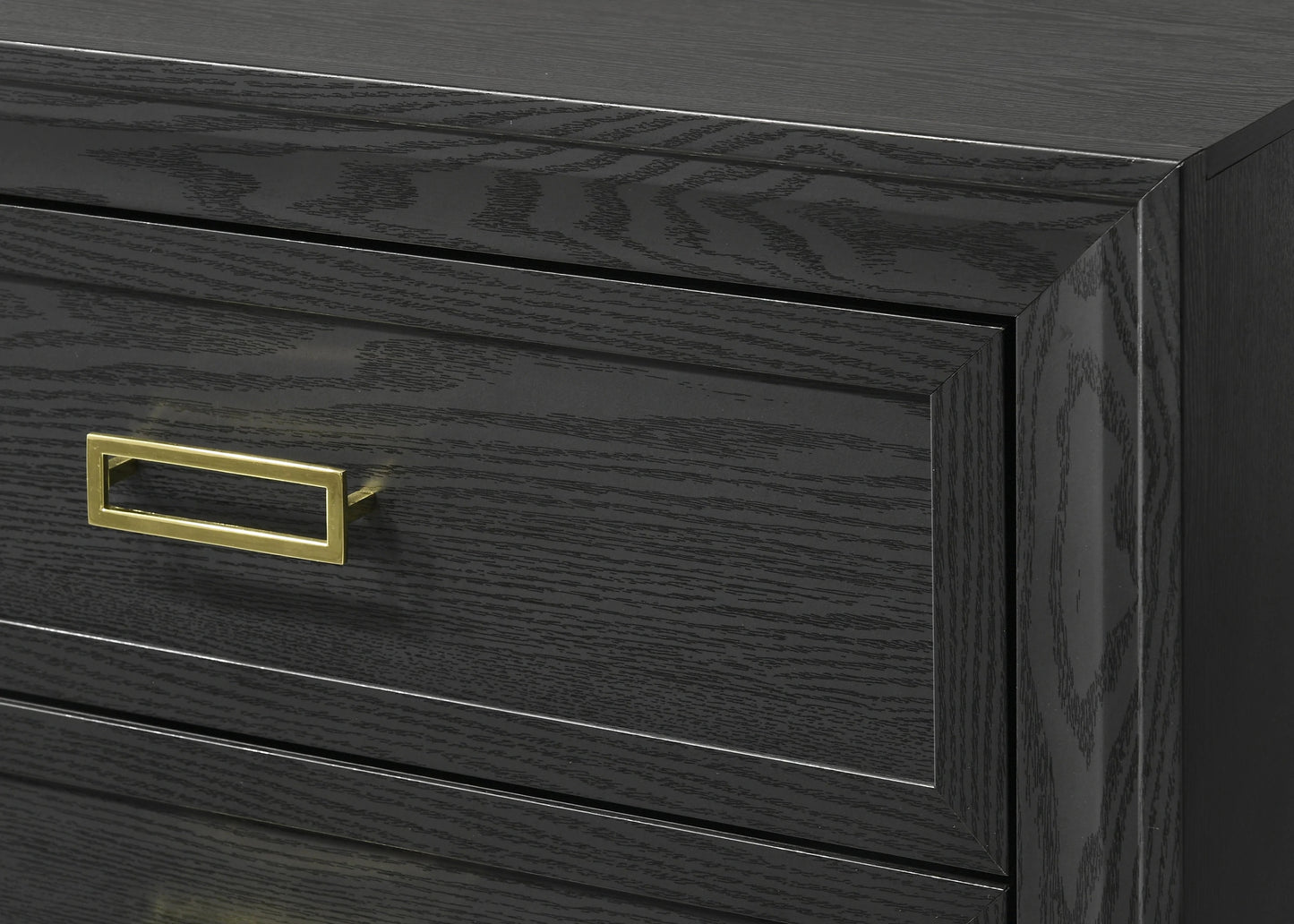 Glam Wood Chest with Four Drawers Dark Gray Finish for Bedroom