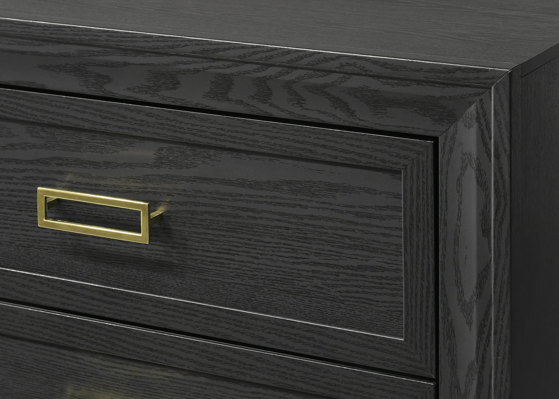 Glam Wood Chest with Four Drawers Dark Gray Finish for Bedroom