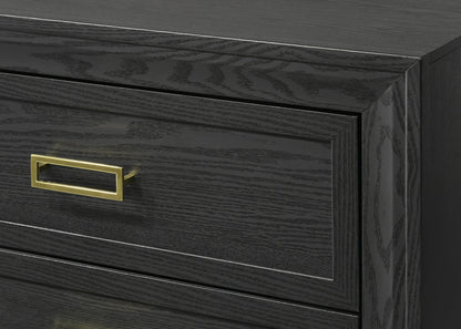 Glam Wood Chest with Four Drawers Dark Gray Finish for Bedroom
