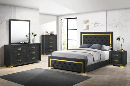 Glam Wood Chest with Four Drawers Dark Gray Finish for Bedroom