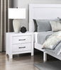 Modern White Finish 1pc Nightstand of 2x Drawers Black Hardware Wooden Bedroom Furniture