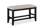Farmhouse Style 1pc Black Light Gray Counter Height Bench Footrest Upholstered Seat Wooden Furniture