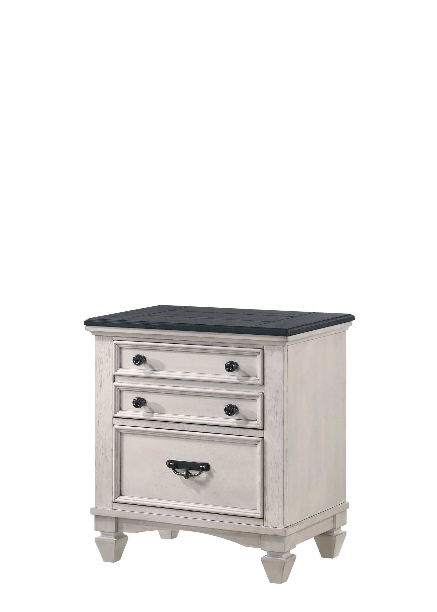 Brown Solid Wood Nightstand with Two Drawers