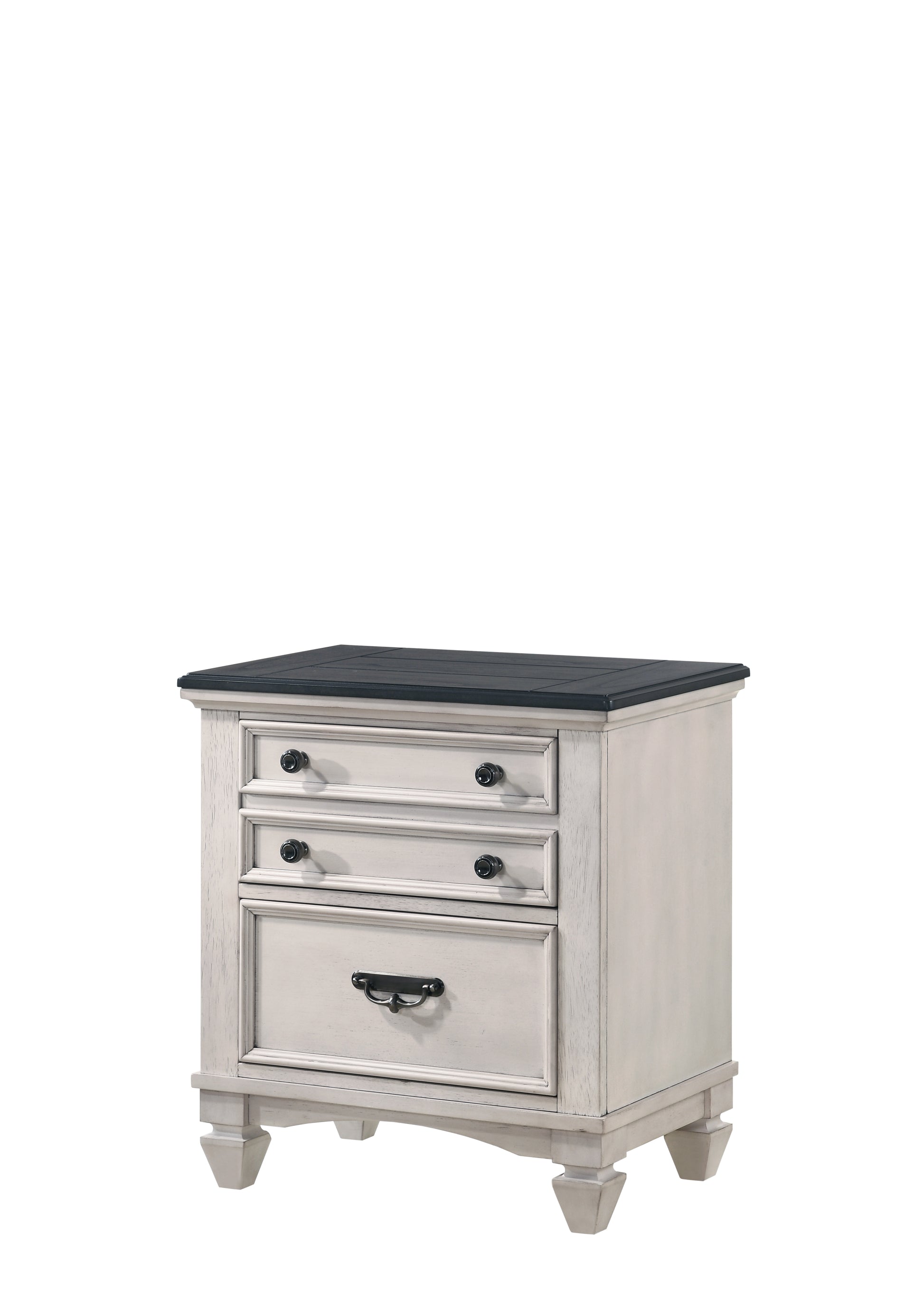 Brown Solid Wood Nightstand with Two Drawers