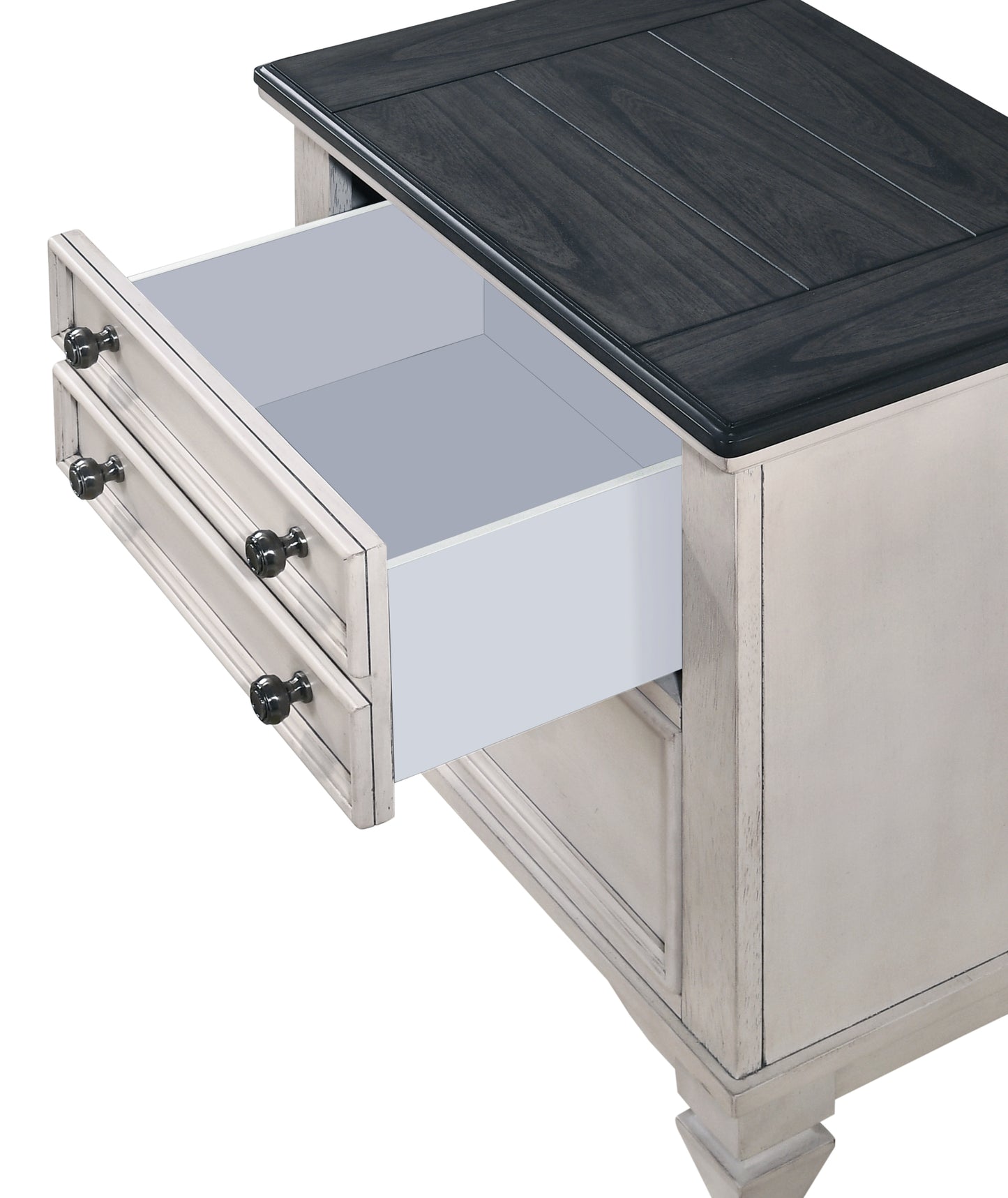 Brown Solid Wood Nightstand with Two Drawers
