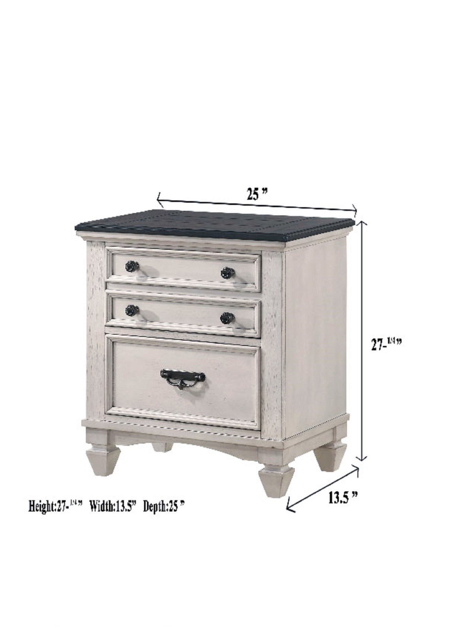 Brown Solid Wood Nightstand with Two Drawers