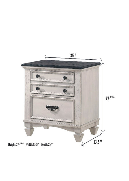 Brown Solid Wood Nightstand with Two Drawers