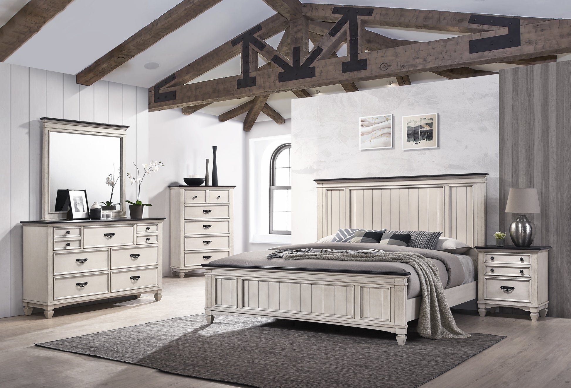Brown Solid Wood Nightstand with Two Drawers