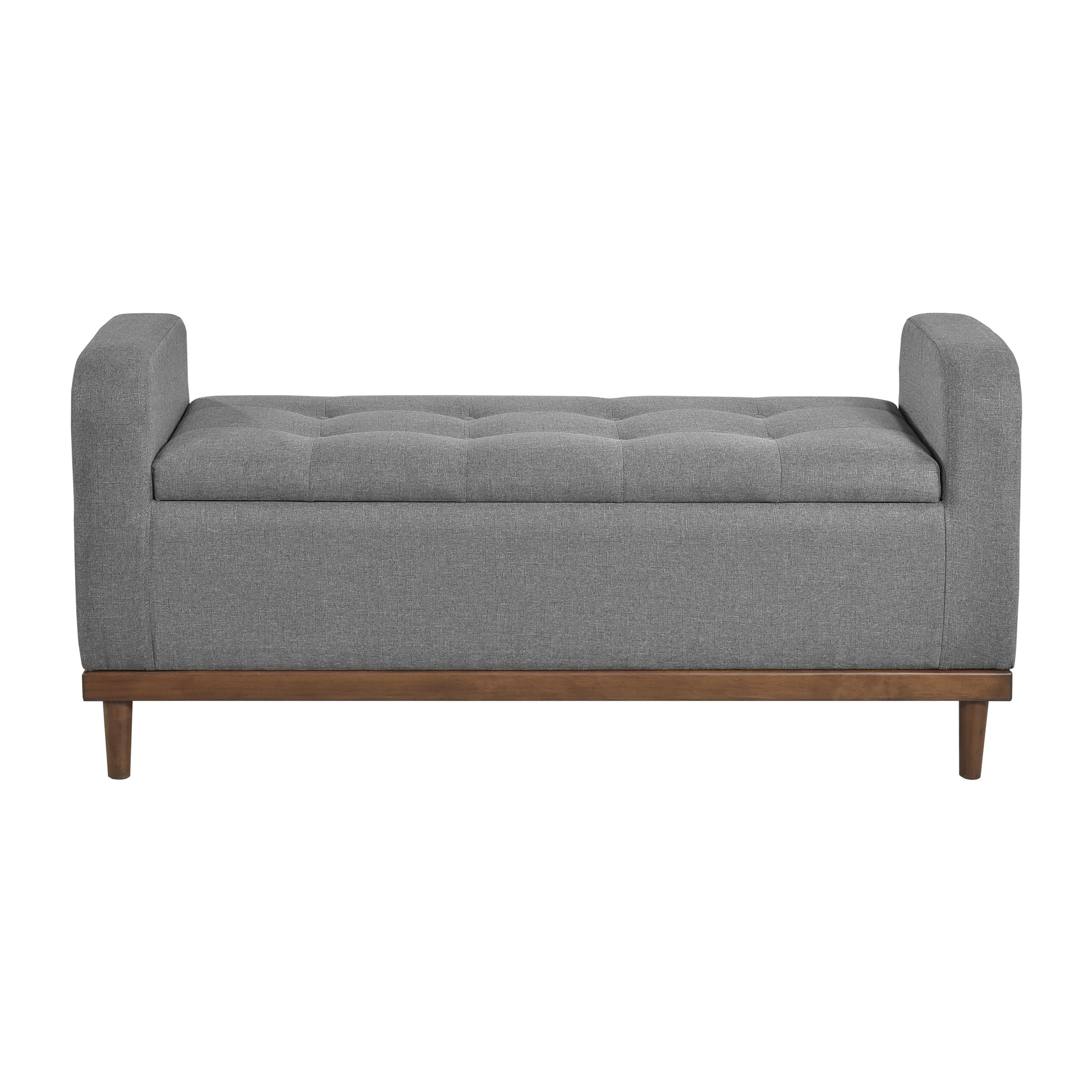 Mid-Century Modern Storage Bench for Bedroom with Flip Top Wood Finish