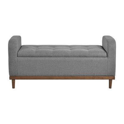Mid-Century Modern Storage Bench for Bedroom with Flip Top Wood Finish