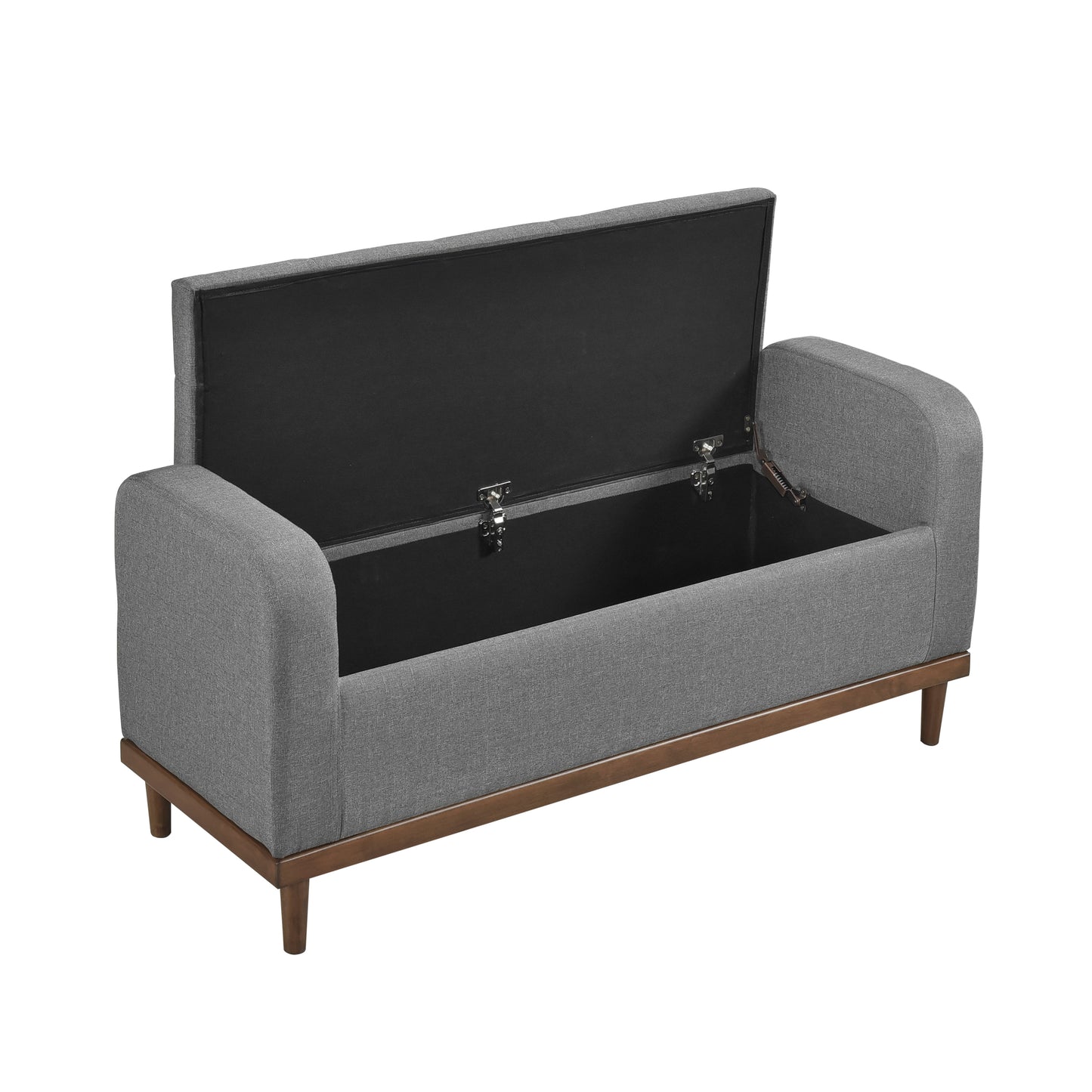 Mid-Century Modern Storage Bench for Bedroom with Flip Top Wood Finish