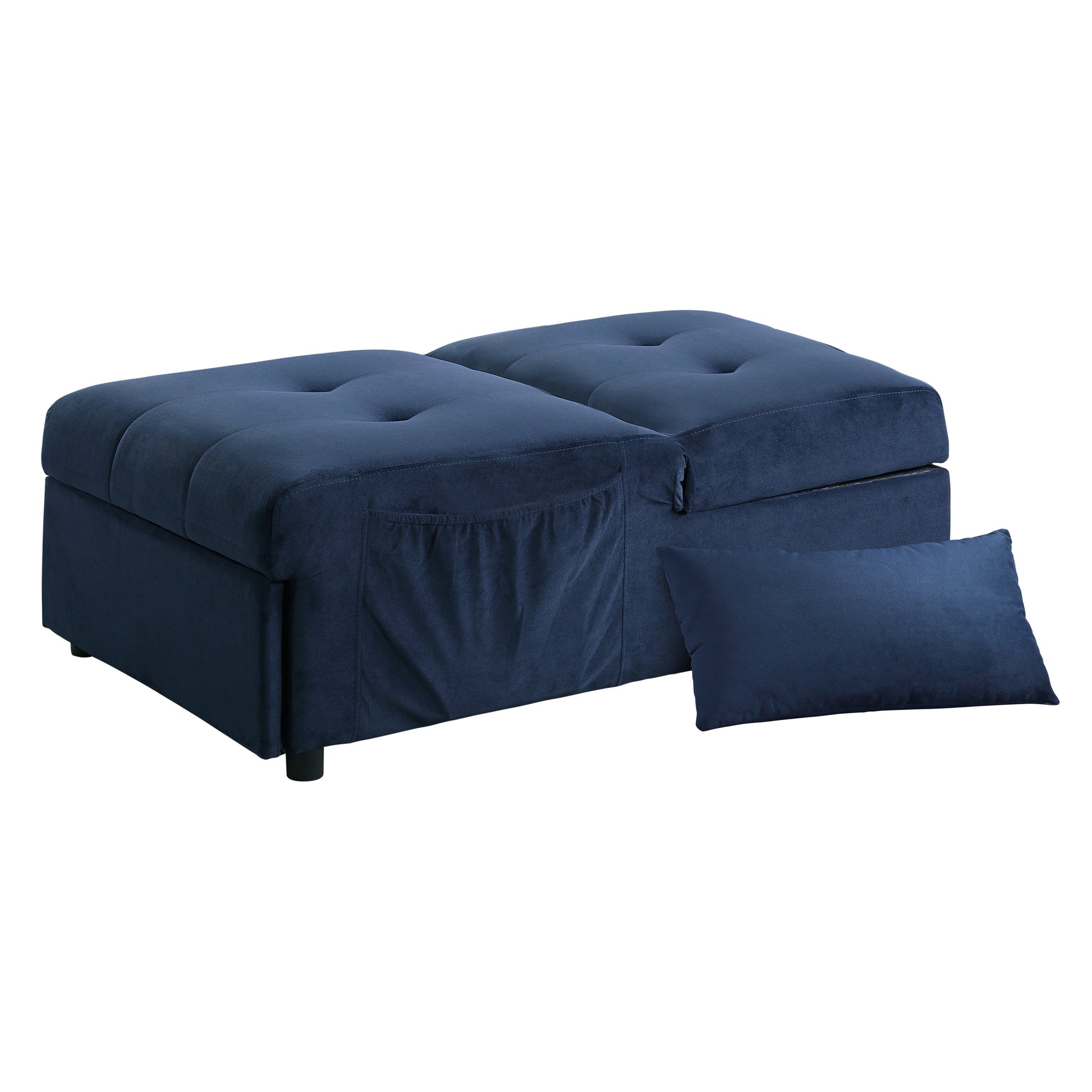 Dark Blue Velvet Storage Bench - Modern Lift Top for Bedroom