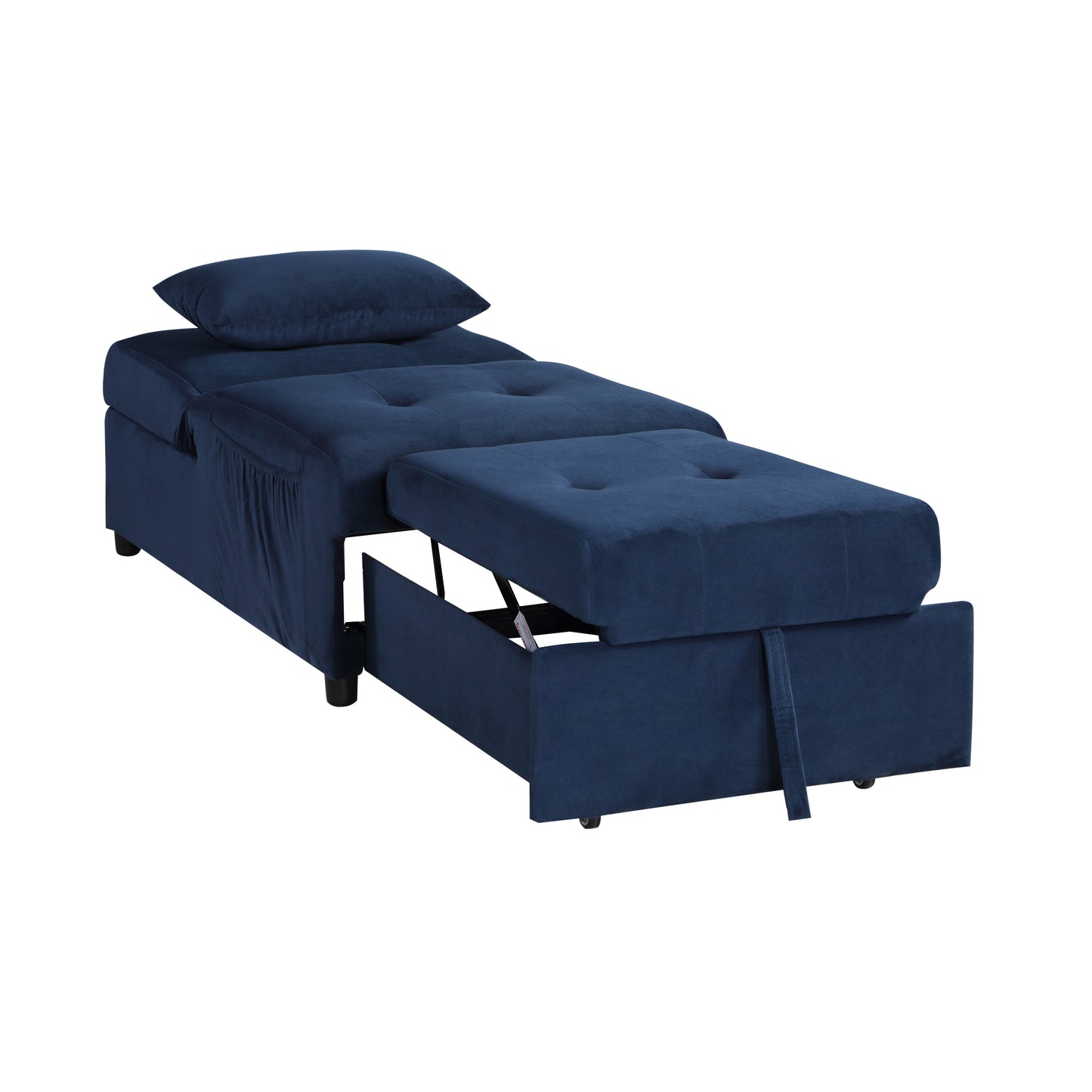 Dark Blue Velvet Storage Bench - Modern Lift Top for Bedroom