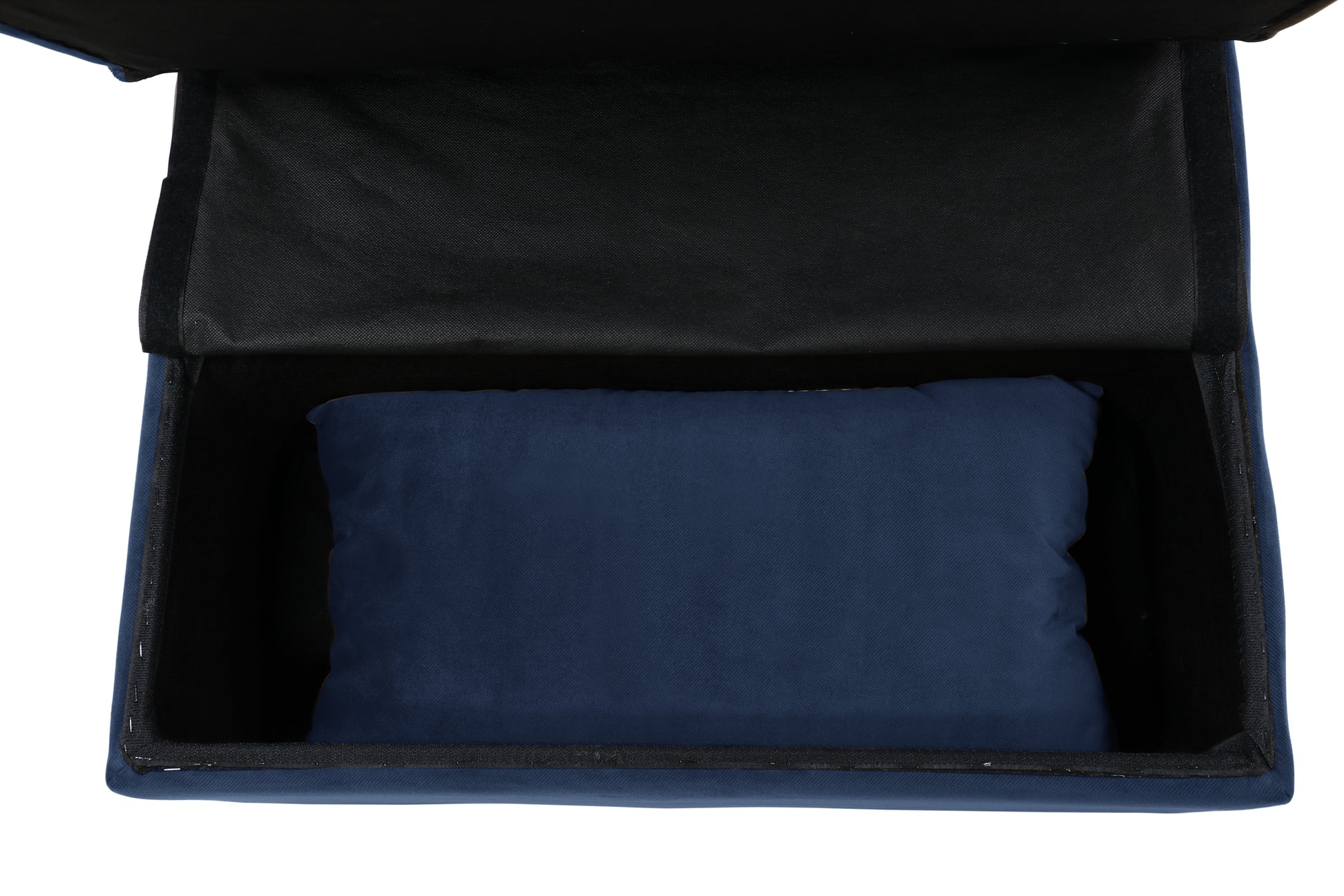 Dark Blue Velvet Storage Bench - Modern Lift Top for Bedroom