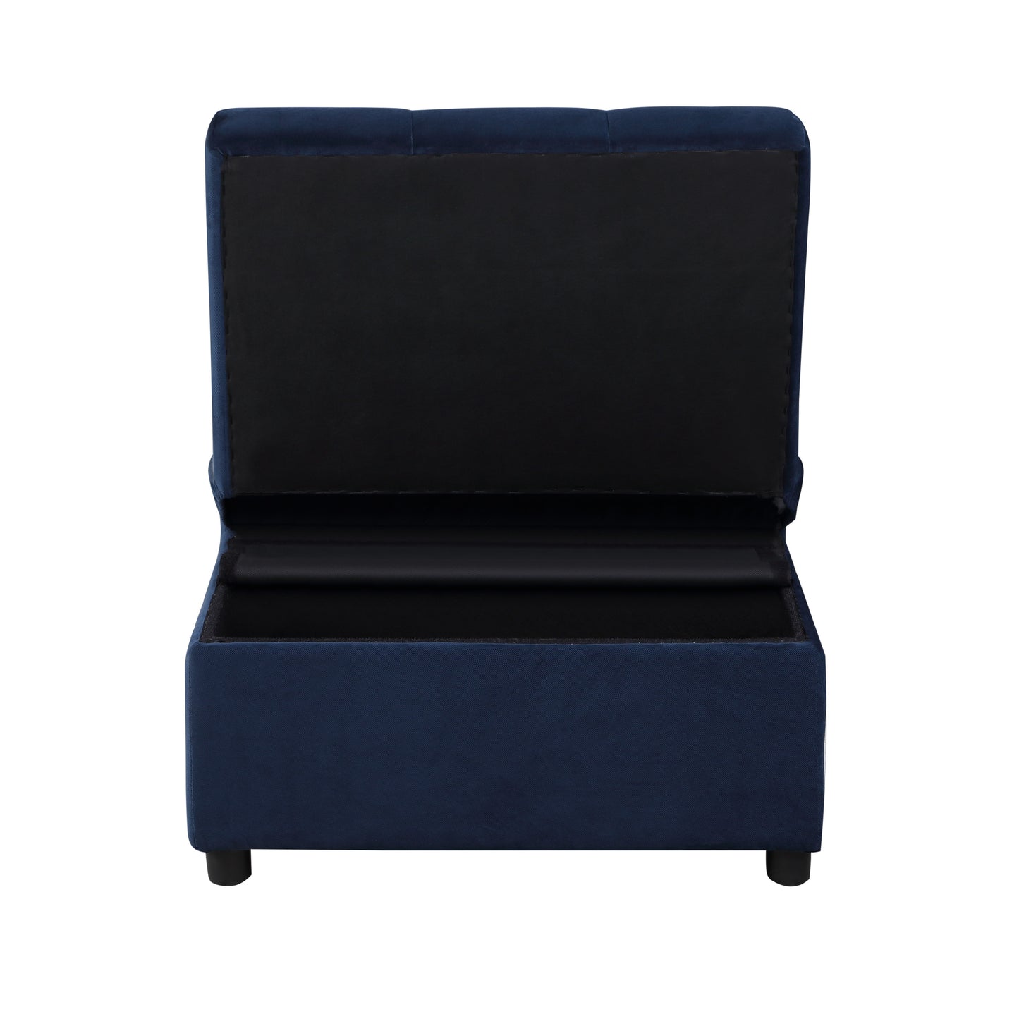 Dark Blue Velvet Storage Bench - Modern Lift Top for Bedroom