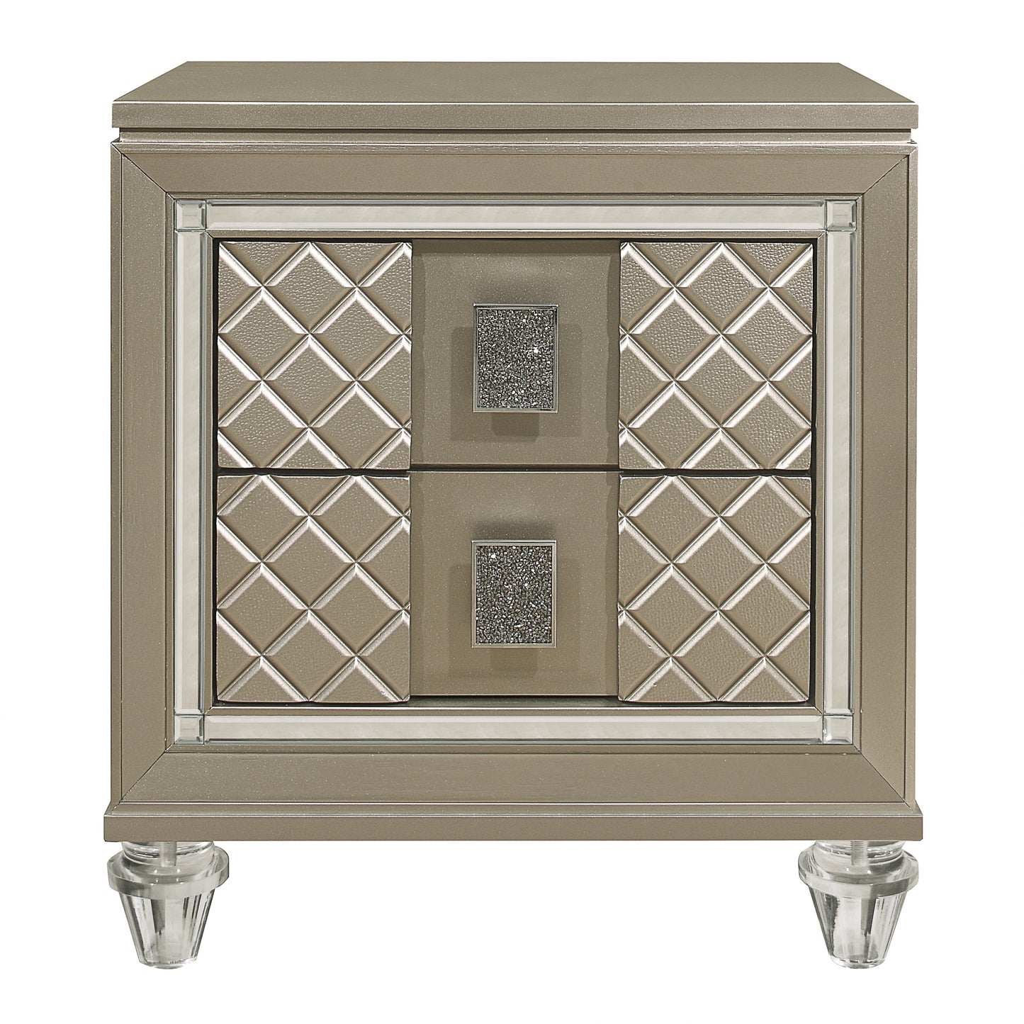 Champagne Wood Bedside Cabinet with 2 Drawers for Bedroom