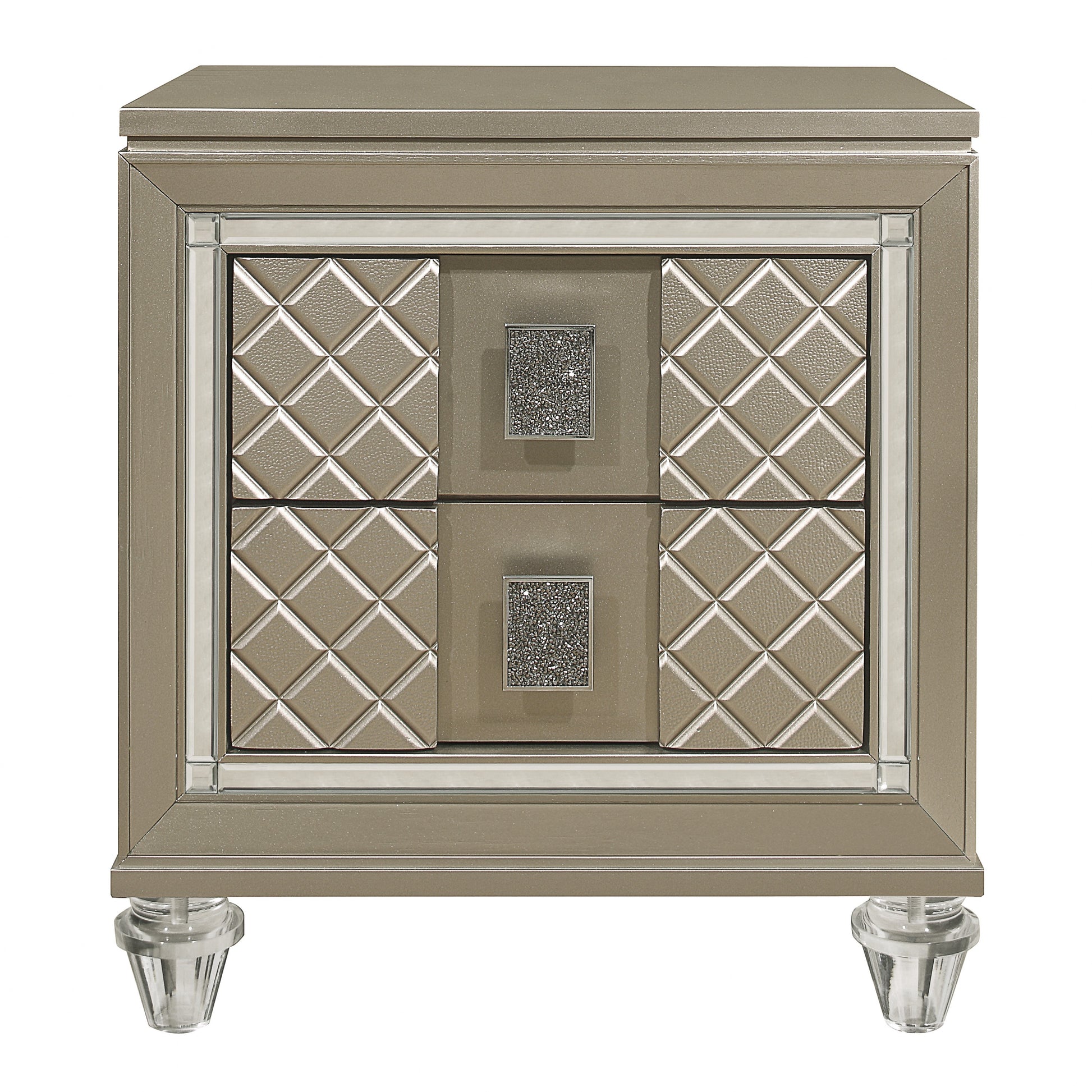Champagne Wood Bedside Cabinet with 2 Drawers for Bedroom