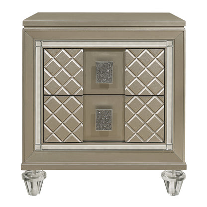 Champagne Wood Bedside Cabinet with 2 Drawers for Bedroom