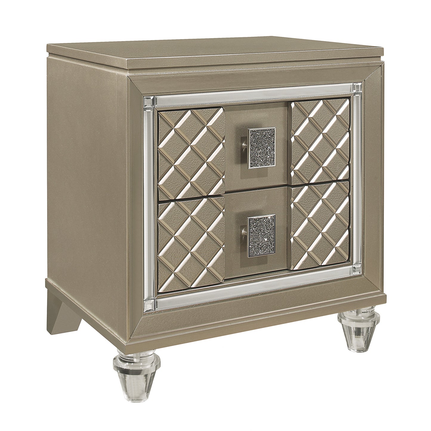Champagne Wood Bedside Cabinet with 2 Drawers for Bedroom