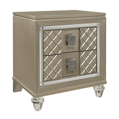 Champagne Wood Bedside Cabinet with 2 Drawers for Bedroom