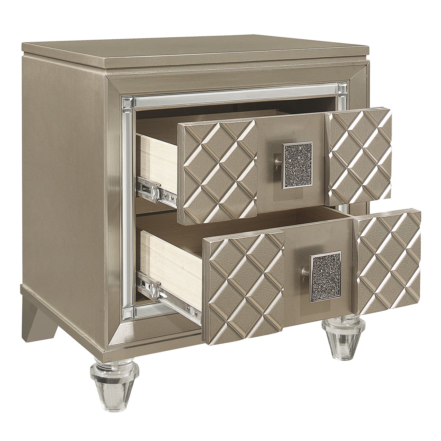 Champagne Wood Bedside Cabinet with 2 Drawers for Bedroom