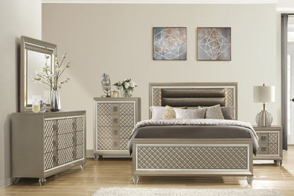 Champagne Wood Bedside Cabinet with 2 Drawers for Bedroom
