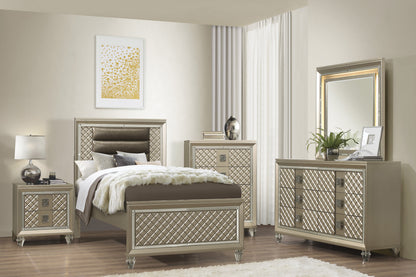 Champagne Wood Bedside Cabinet with 2 Drawers for Bedroom