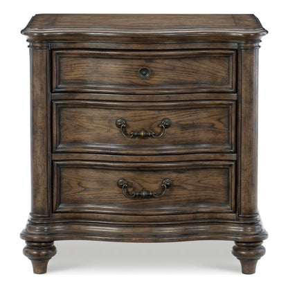 3 Drawer Brown Oak Bedside Cabinet Nightstand - Traditional Bedroom Furniture