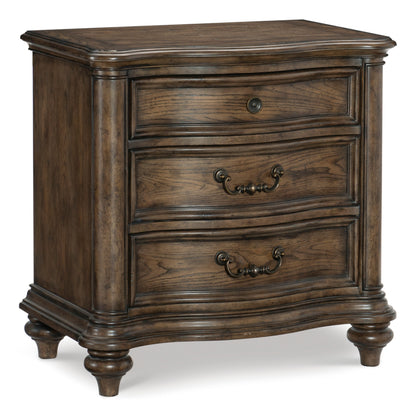 3 Drawer Brown Oak Bedside Cabinet Nightstand - Traditional Bedroom Furniture