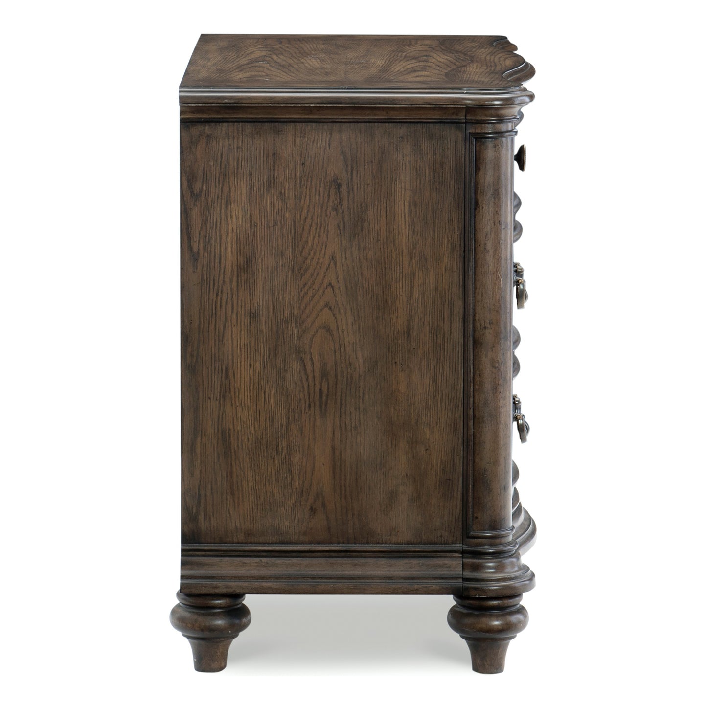 3 Drawer Brown Oak Bedside Cabinet Nightstand - Traditional Bedroom Furniture