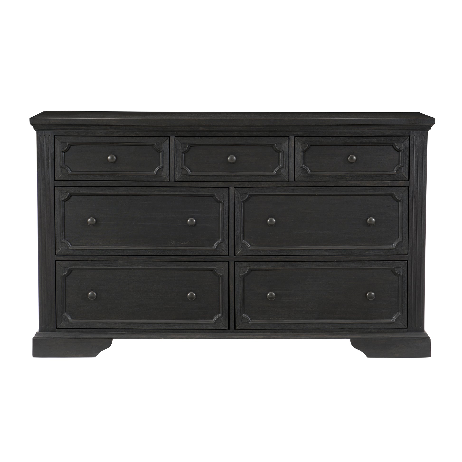 Charcoal Finish Traditional Dresser of 7 Storage Drawers Wooden Bedroom Furniture 1pc Rustic Style