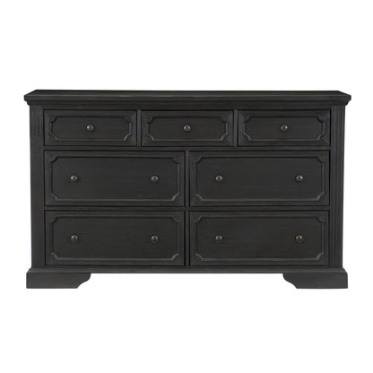 Charcoal Finish Traditional Dresser of 7 Storage Drawers Wooden Bedroom Furniture 1pc Rustic Style