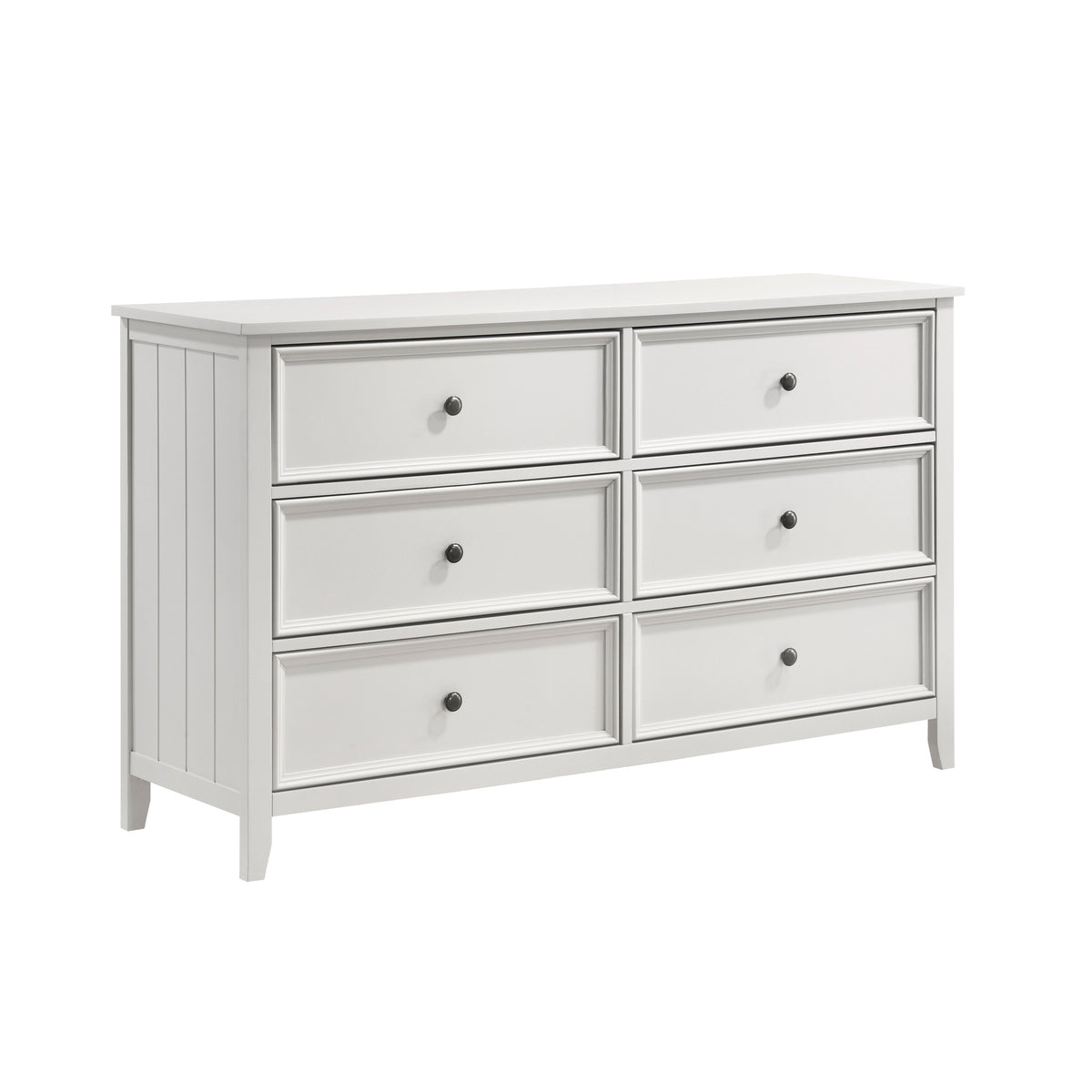 6-Drawer White Wood Bedroom Dresser - Farmhouse Modern Style