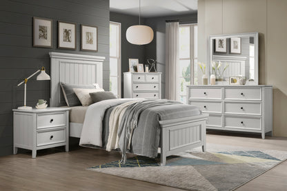 6-Drawer White Wood Bedroom Dresser - Farmhouse Modern Style