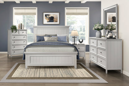 6-Drawer White Wood Bedroom Dresser - Farmhouse Modern Style