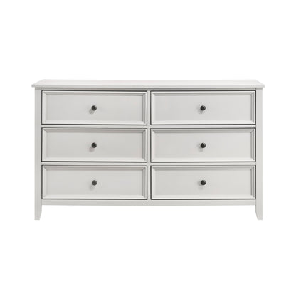 Classic White Finish Bedroom Dresser of 6 Drawers Storage 1pc Modern Furniture Farmhouse Style