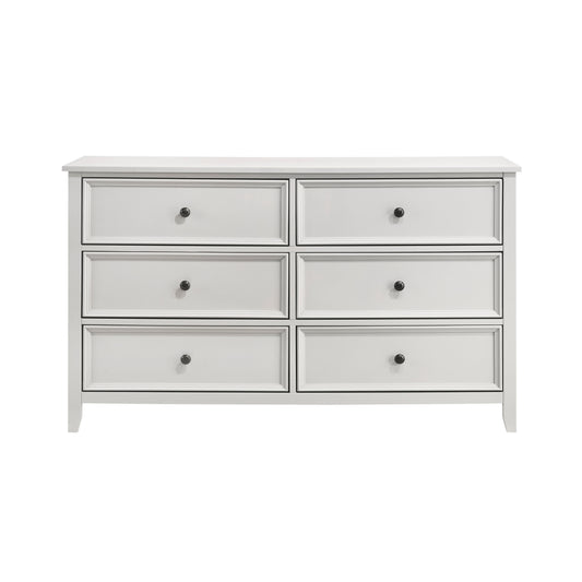 Classic White Finish Bedroom Dresser of 6 Drawers Storage 1pc Modern Furniture Farmhouse Style