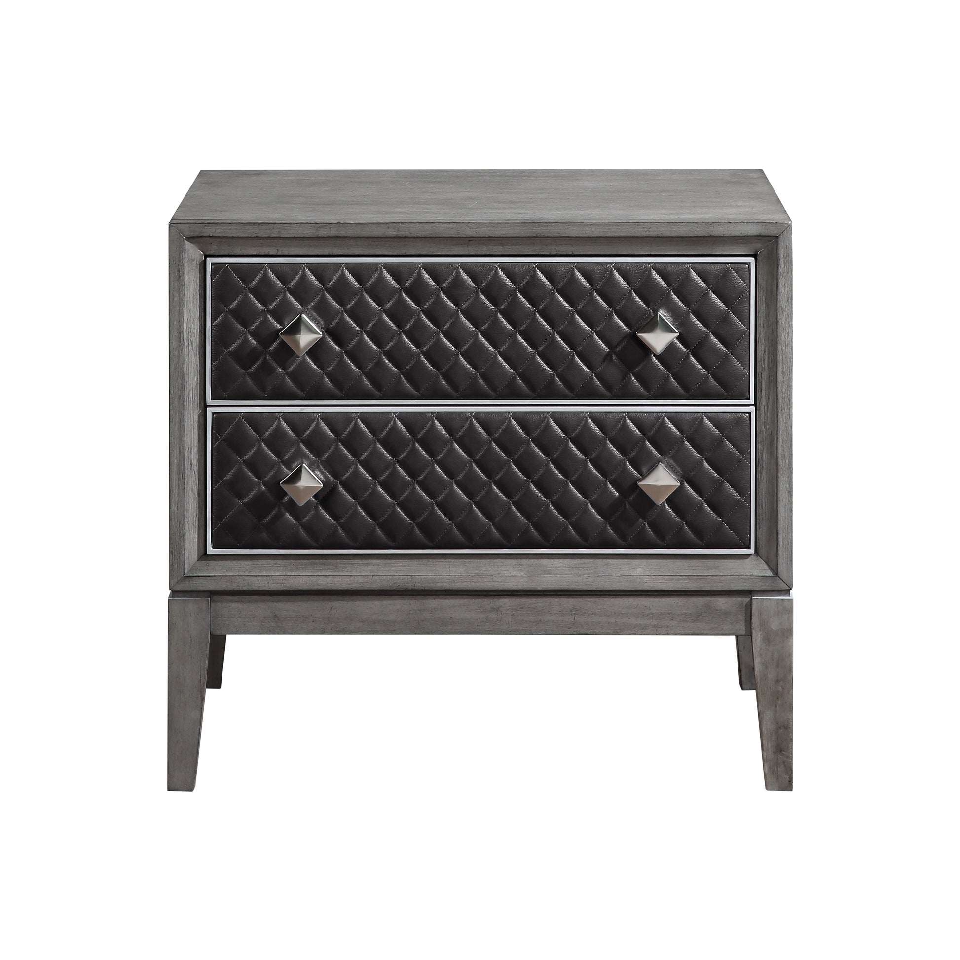 Modern Gray Nightstand with 2 Drawers - Storage & Style