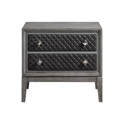 Modern Gray Nightstand with 2 Drawers - Storage & Style