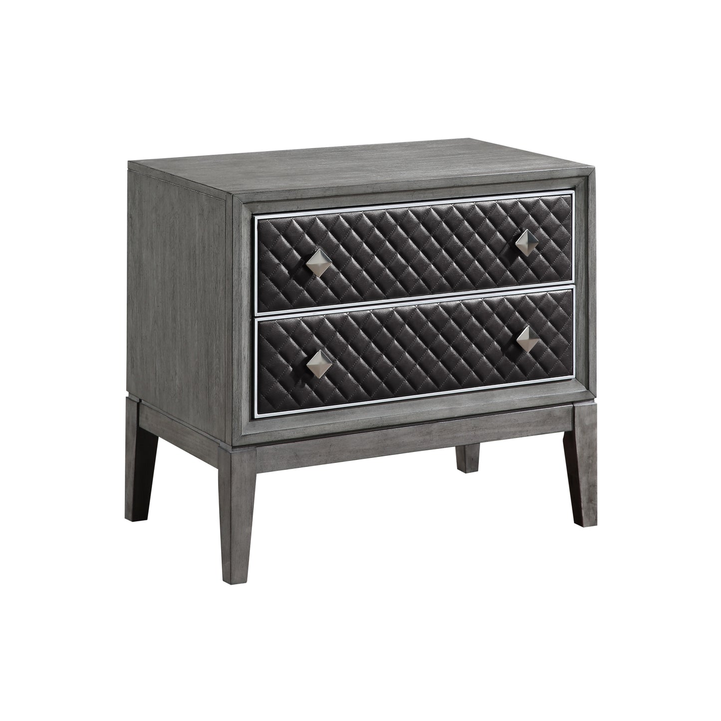 Modern Gray Nightstand with 2 Drawers - Storage & Style